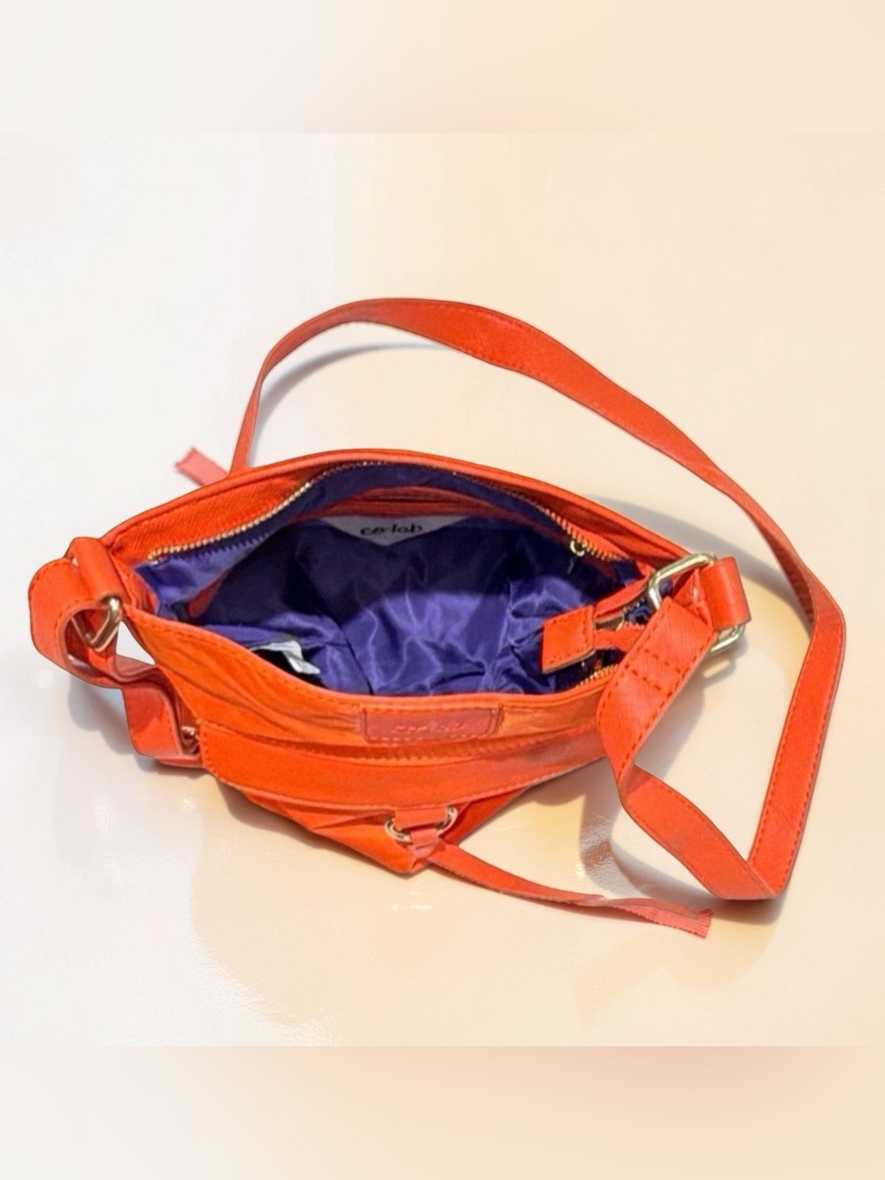 Co-Lab by Christopher Kon Nylon Crossbody Bag Orange Lightweight Travel Purse - Picture 7 of 12